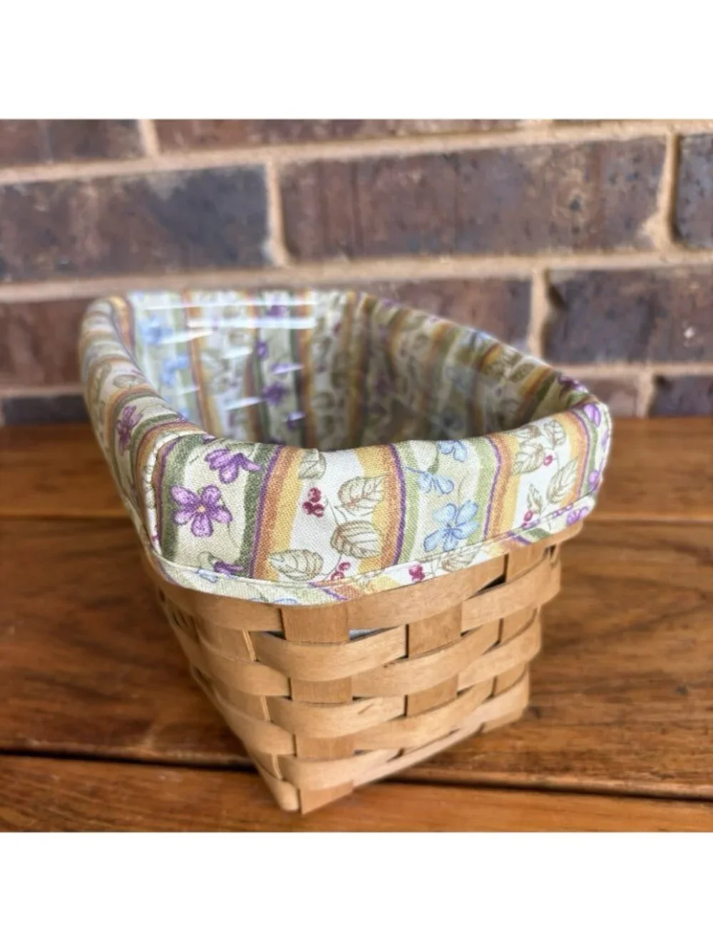 Longaberger  TV Time Basket Butterfly Charm Floral Fabric Liner & Protector